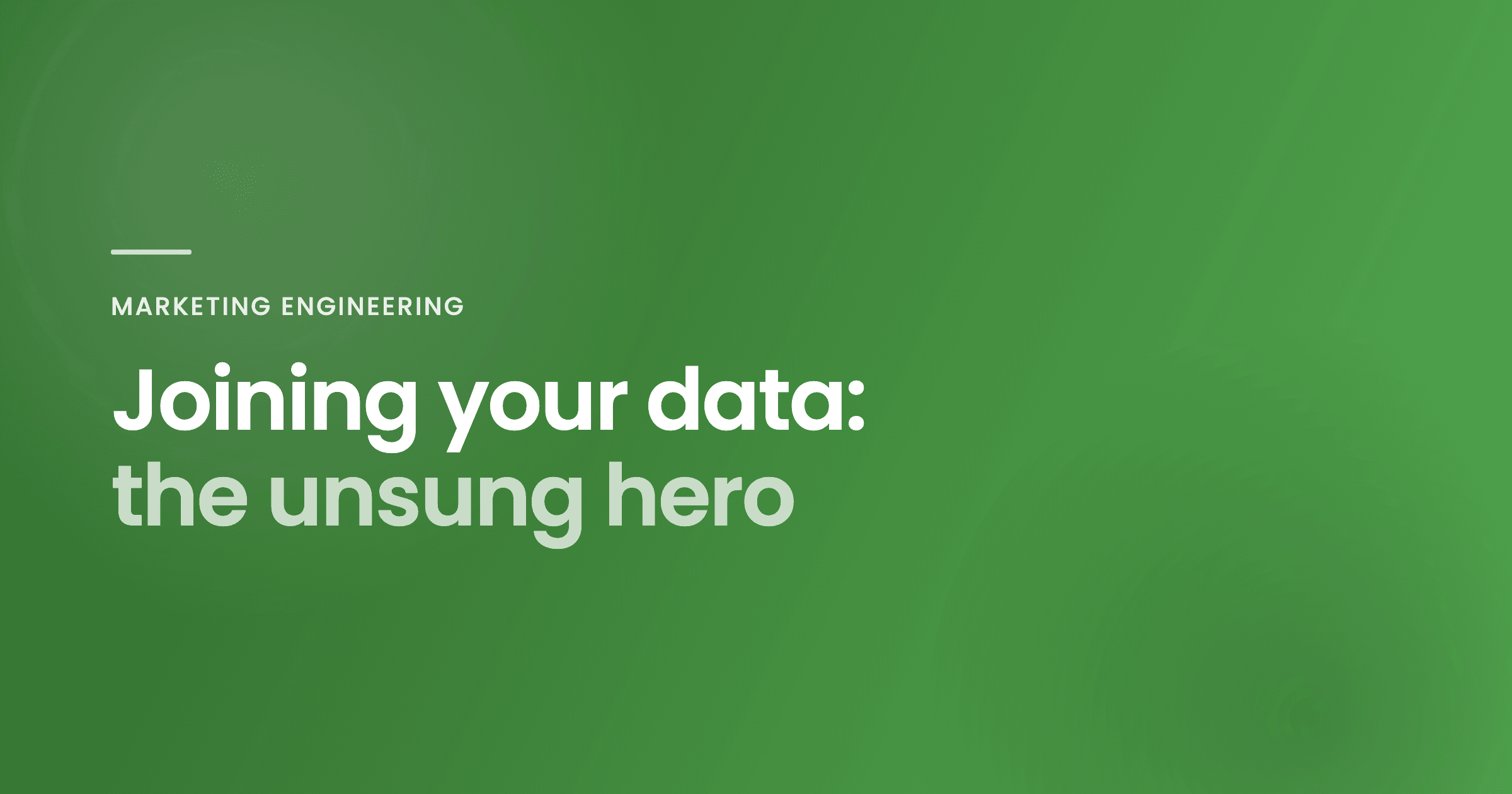 Joining your data: the unsung hero